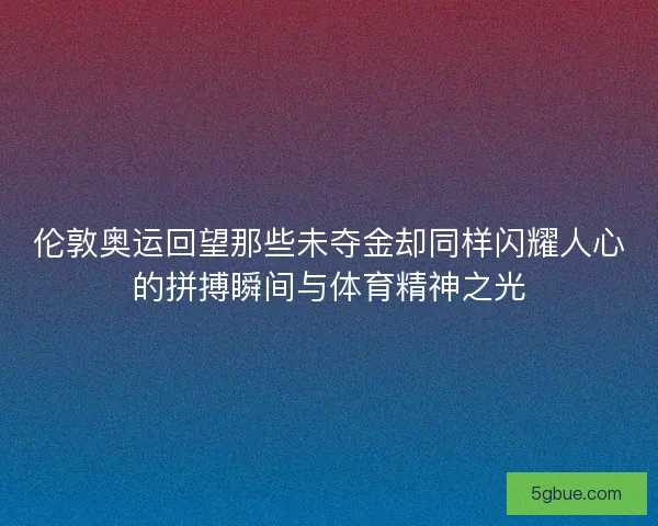 伦敦奥运回望那些未夺金却同样闪耀人心的拼搏瞬间与体育精神之光