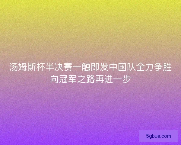 汤姆斯杯半决赛一触即发中国队全力争胜向冠军之路再进一步