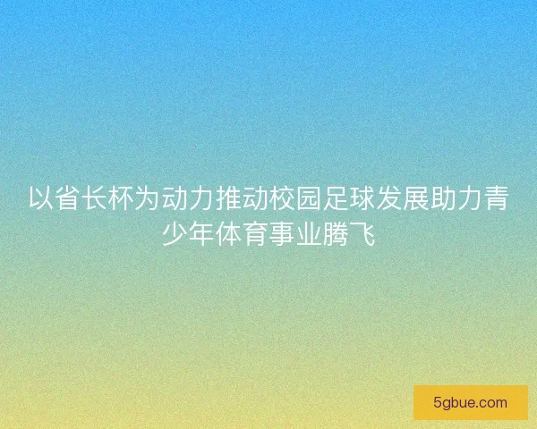 以省长杯为动力推动校园足球发展助力青少年体育事业腾飞