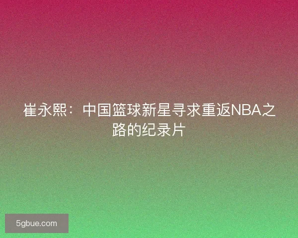 崔永熙：中国篮球新星寻求重返NBA之路的纪录片