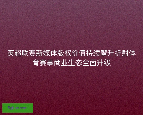 英超联赛新媒体版权价值持续攀升折射体育赛事商业生态全面升级